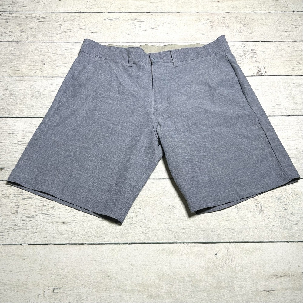 Burnside Mens Blue Chino Flat Front Shorts Stretch Pockets BH9823S Size 33
